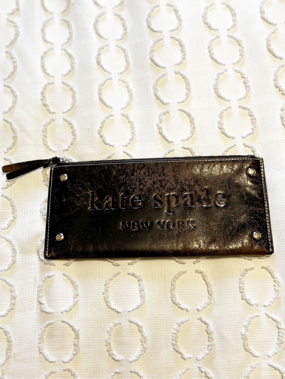Vintage‎ Y2K Kate Spade Distressed Leather Wallet Wristlet Brown
